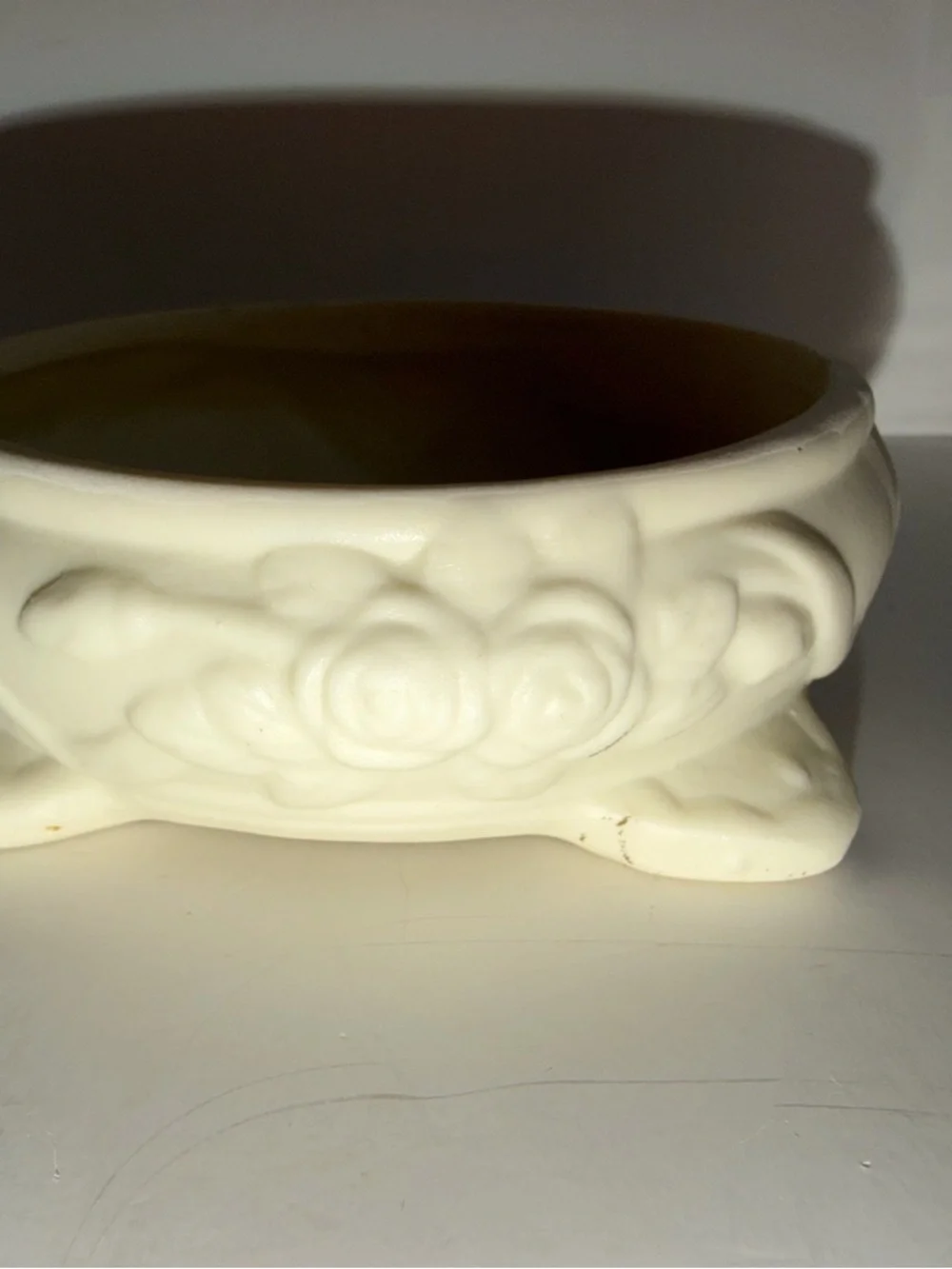 Vintage White Bisque Porcelain Footed Trinket Box